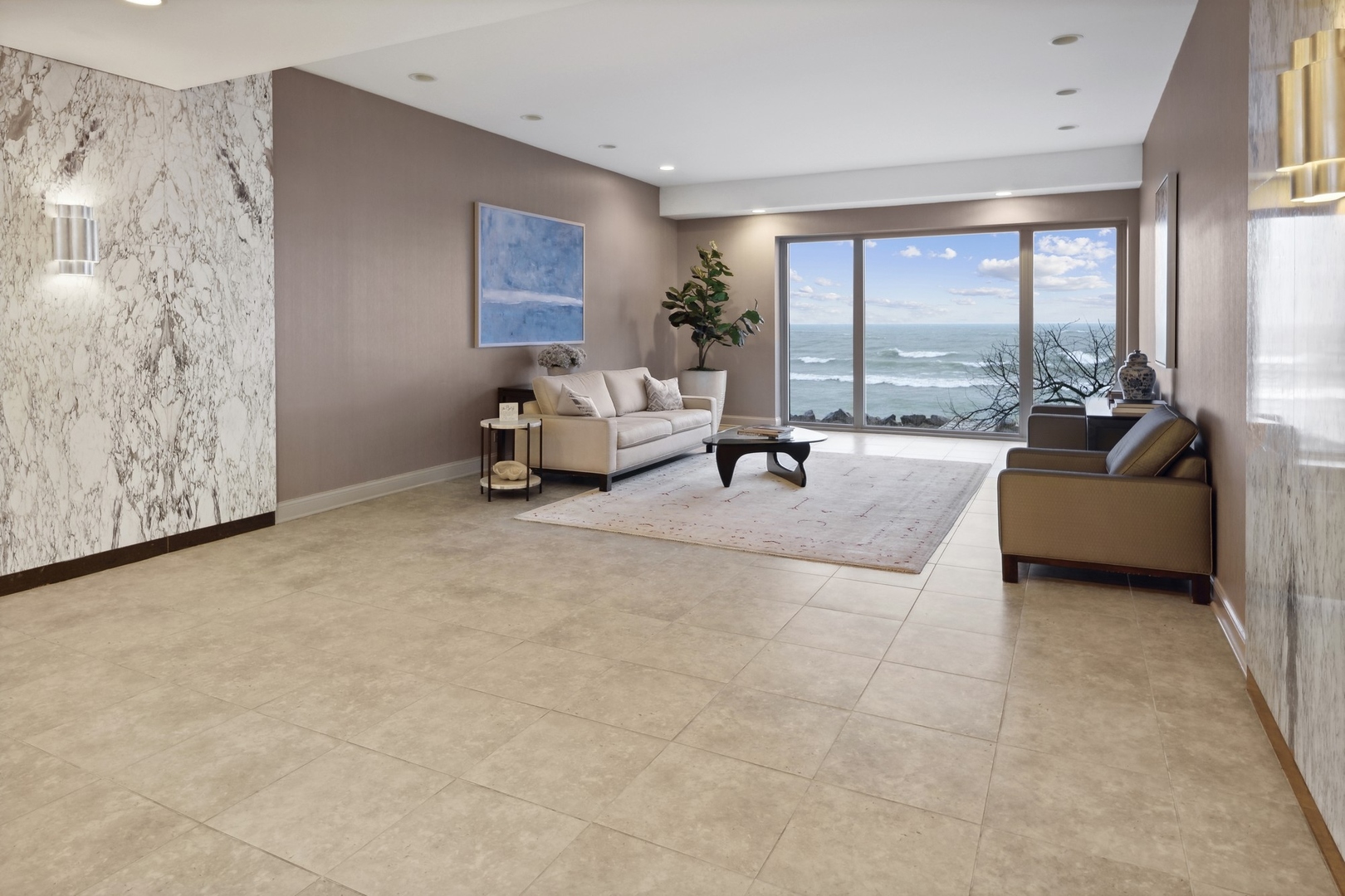 1616 Sheridan Road, Unit 3G Wilmette, IL 60091 - Photo 2 of 20 a living room with furniture and a floor to ceiling window