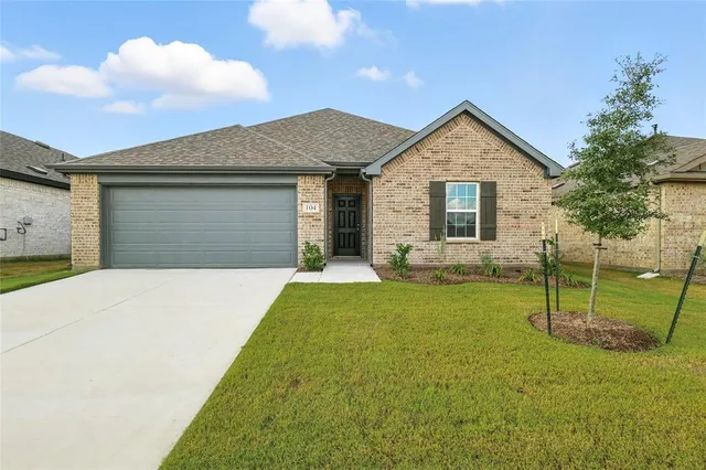 a front view of house with a garden