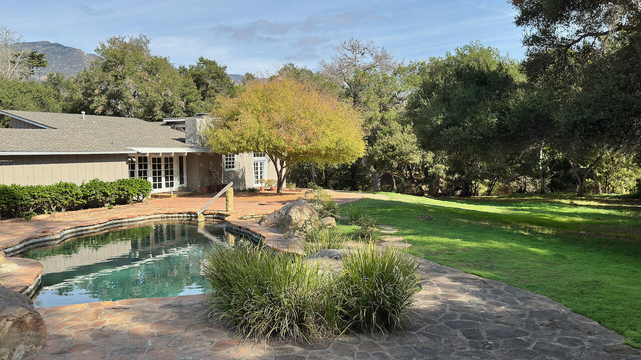 1445 School House Road Montecito, CA 93108 - Photo 31 of 53 a view of a house with swimming pool and sitting area