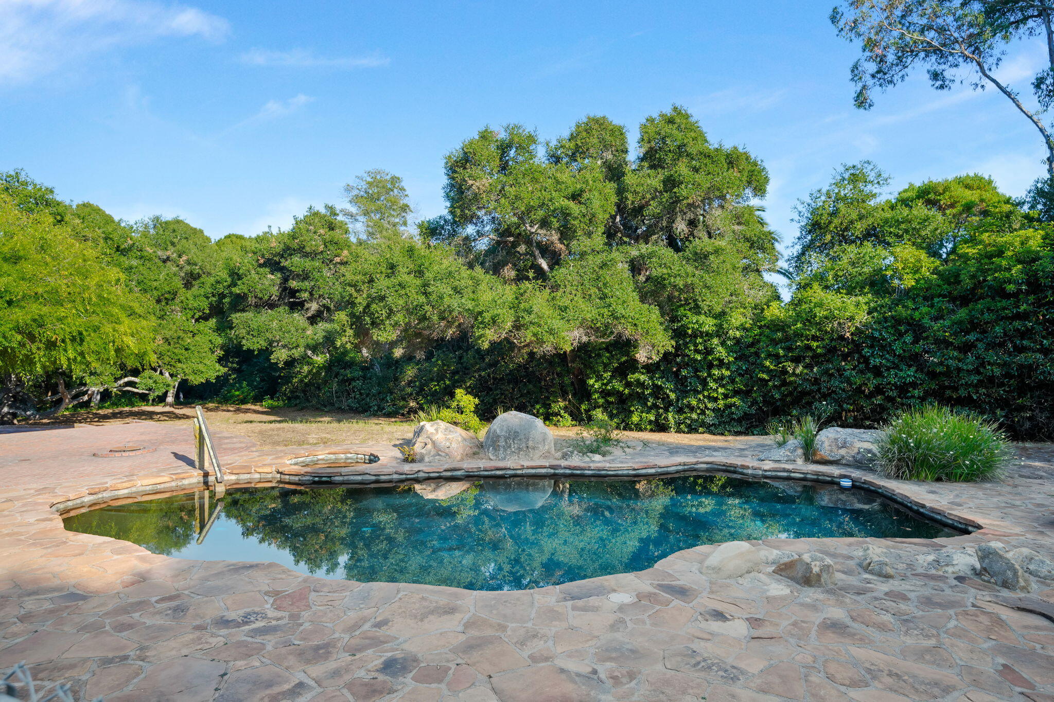 1445 School House Road Montecito, CA 93108 - Photo 33 of 53 a view of a yard with plants and a bench