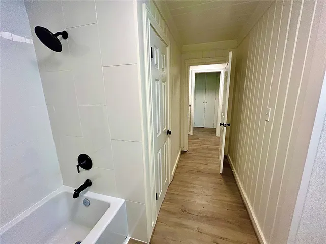 a view of a hallway to a house