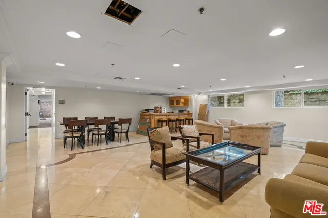 a view of a dining area with furniture