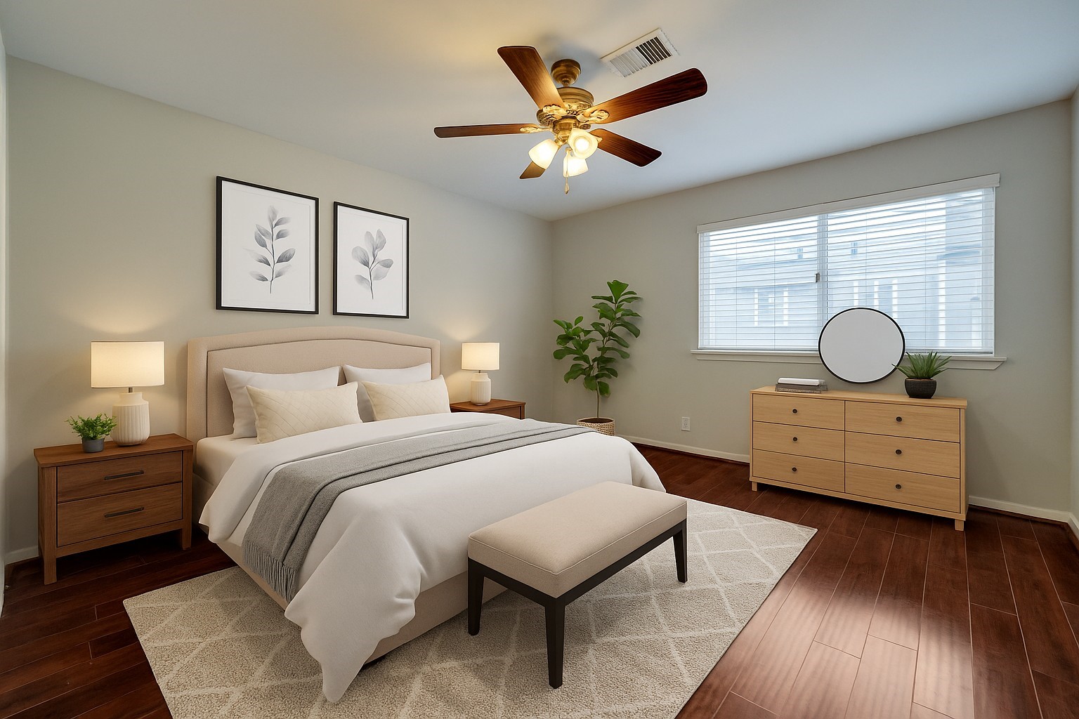 1611 Prairie Mark Lane, Unit 80 Houston, TX 77077 - Photo 7 of 10 a bedroom with a bed and wooden floor