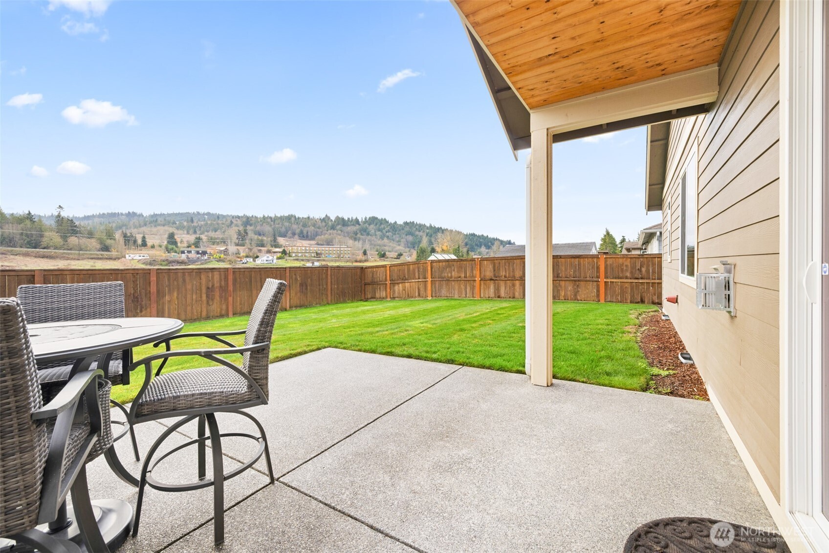 440 Blue Glacier Loop Sequim, WA 98382 - Photo 25 of 34 a view of swimming pool with outdoor seating and garden