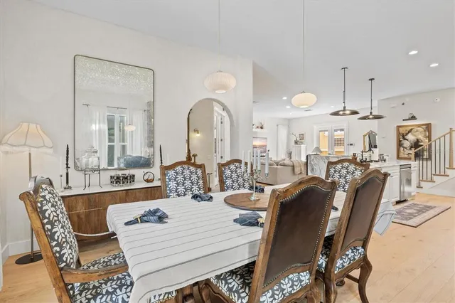 a view of a dining area with furniture
