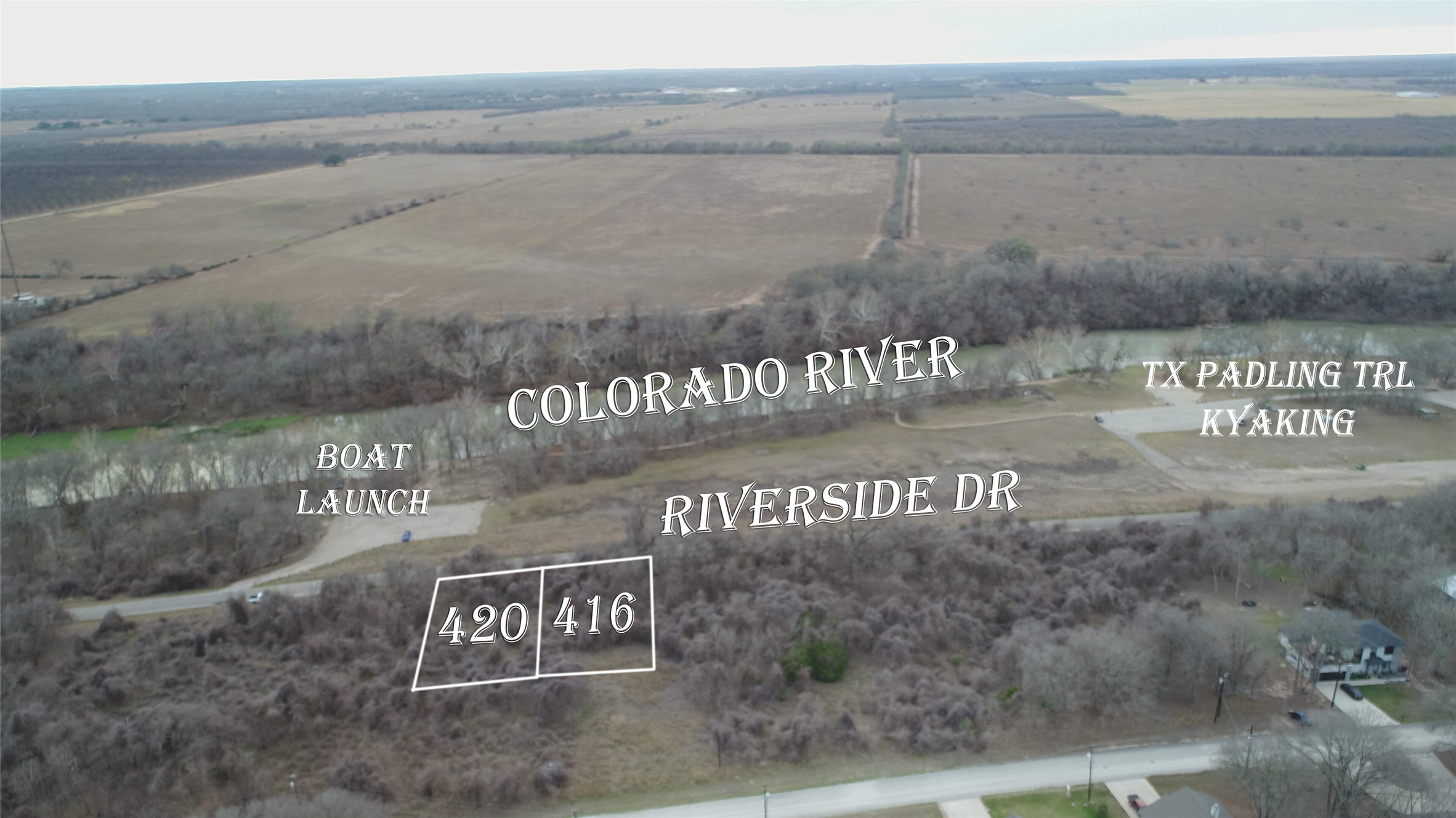 Aerial overview of property's location with rural landscape and property boundaries highlighted.