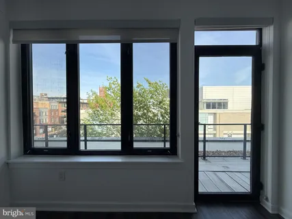 a living room with a large window