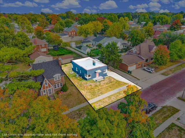 an aerial view of a house