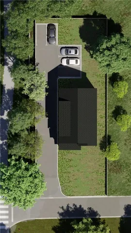 an aerial view of a house