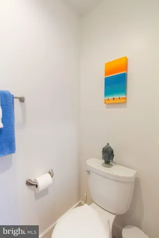 a bathroom with a toilet and a shower curtain