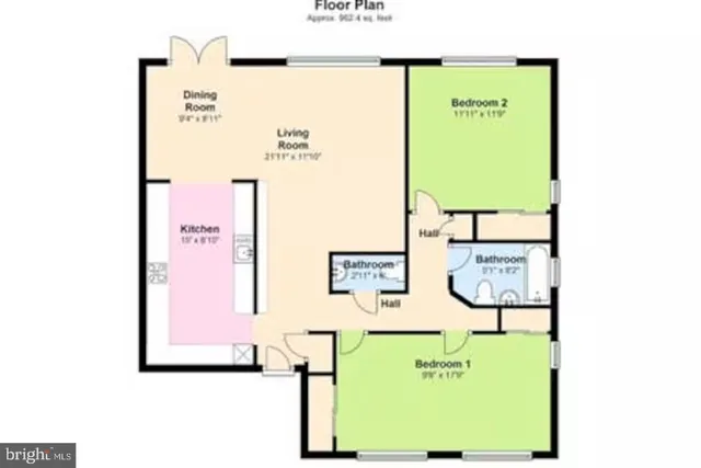 a picture of a bench in front of a door