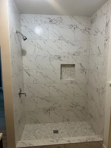 a bathroom with a shower