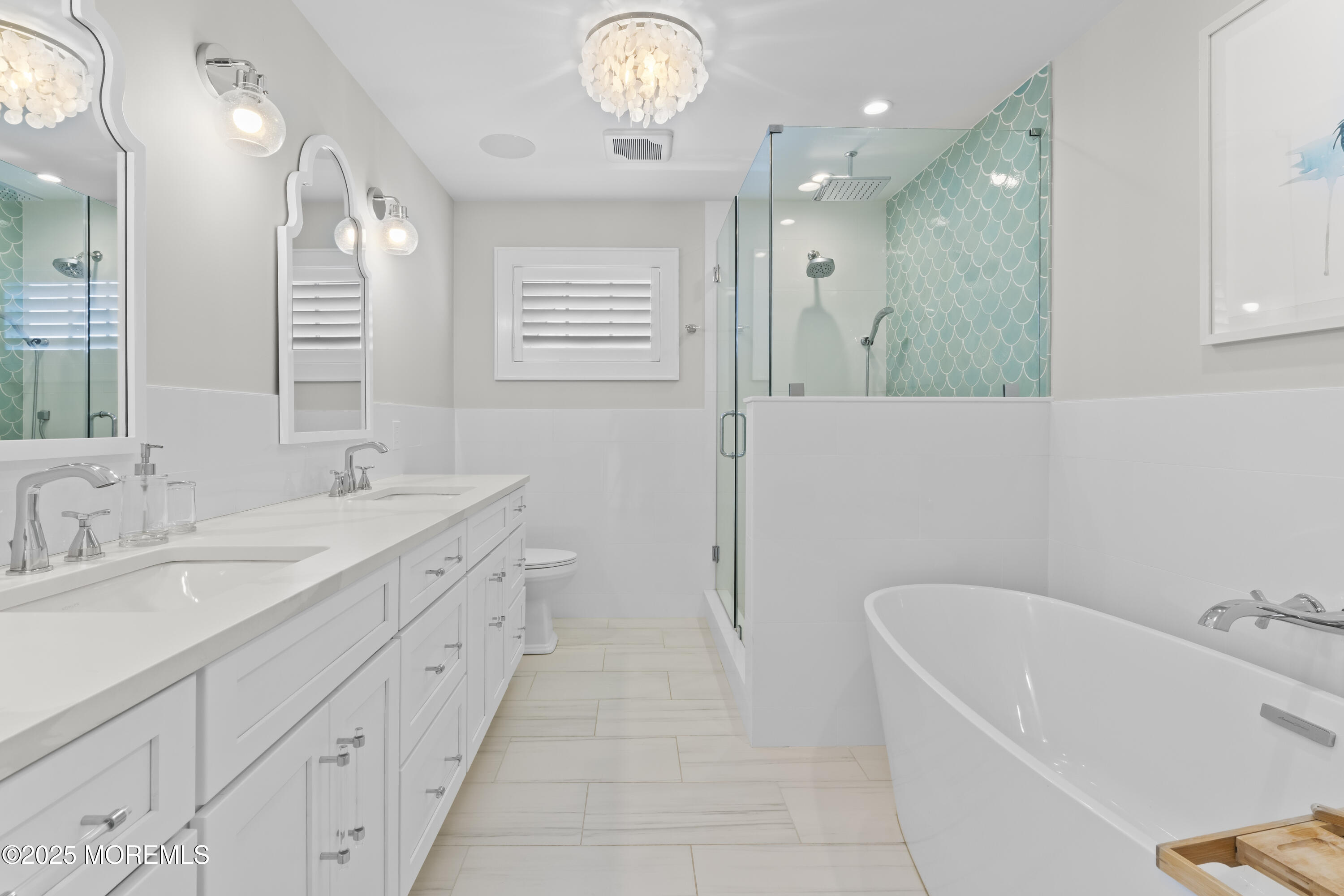 1819 Boat Point Drive Point Pleasant, NJ 08742 - Photo 22 of 48 a spacious bathroom with a granite countertop sink a large mirror and a bathtub
