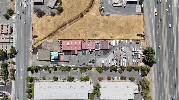 an aerial view of a city