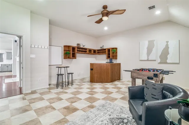 a living room with furniture