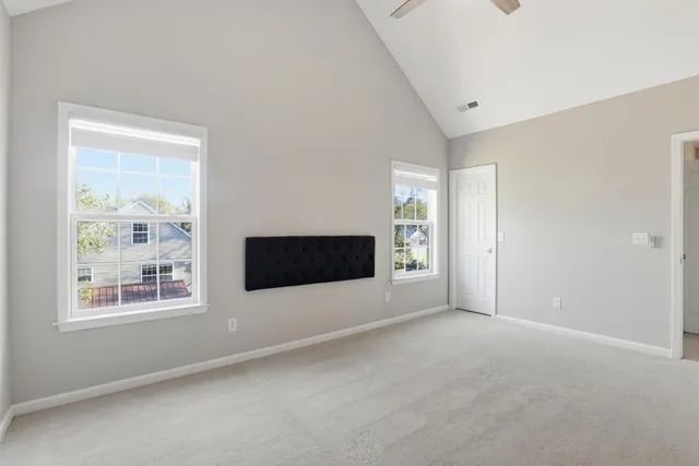 an empty room with windows