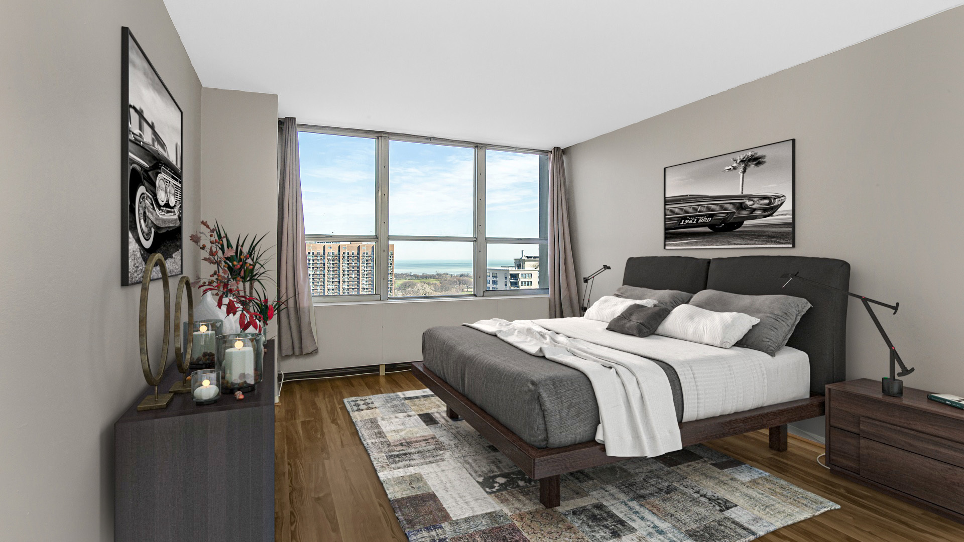 655 West Irving Park Road, Unit 2112 Chicago, IL 60613 - Photo 11 of 17 a bedroom with a bed and a window