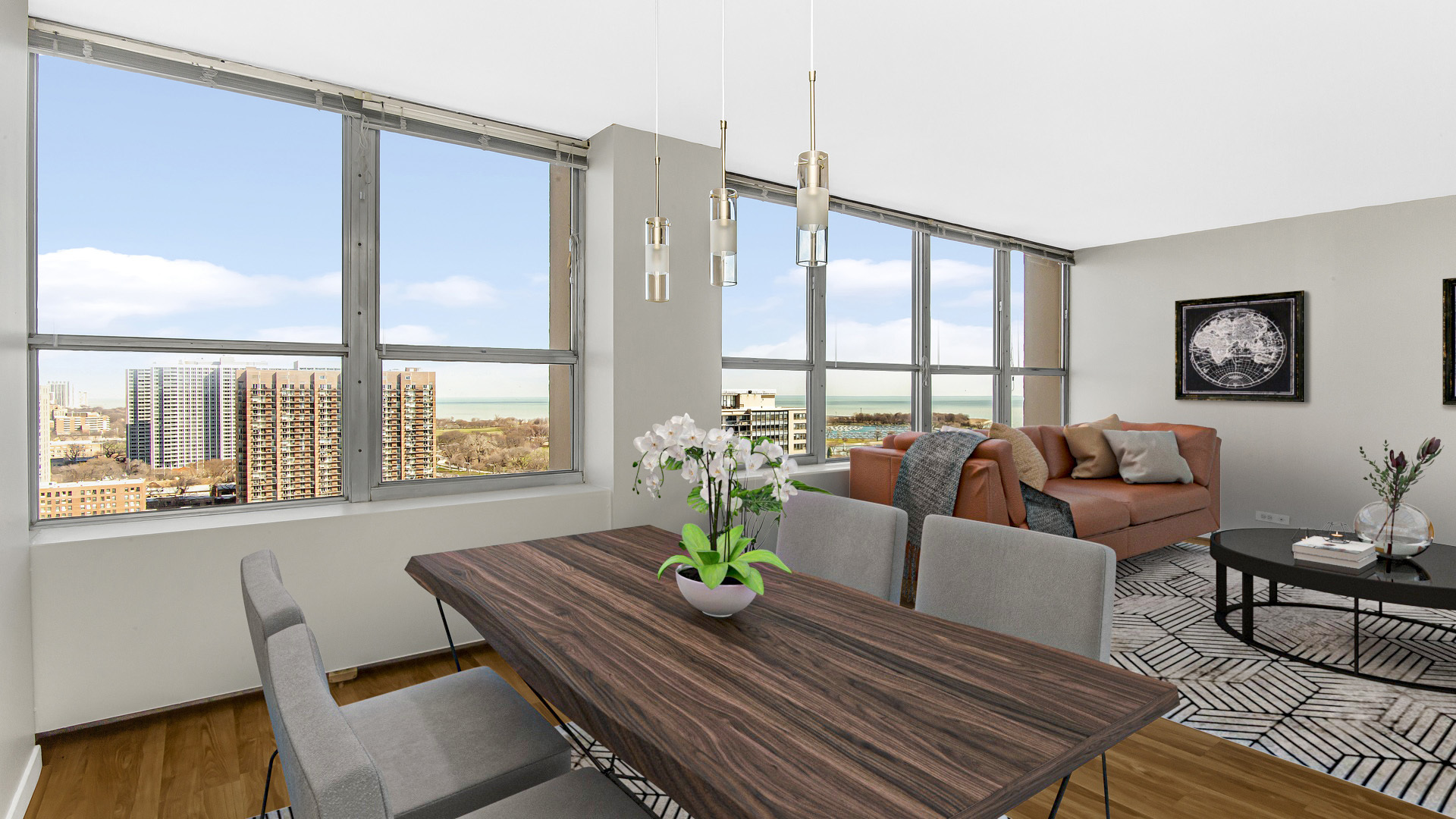 655 West Irving Park Road, Unit 2112 Chicago, IL 60613 - Photo 7 of 17 a living room with furniture and a large window