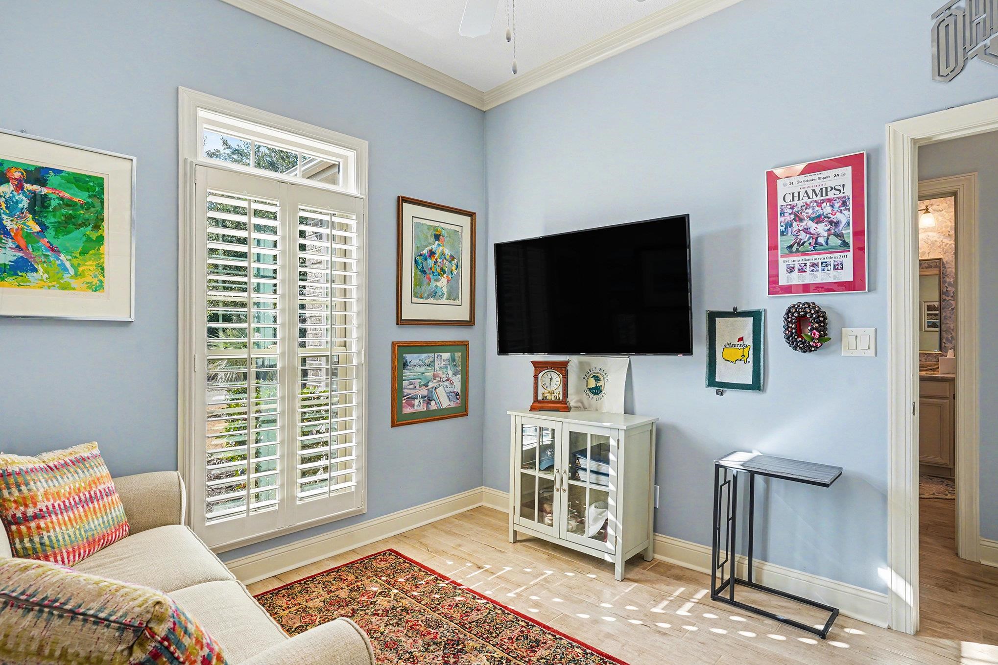 896 Marsala Drive Myrtle Beach, SC 29572 - Photo 21 of 33 Sitting room with ornamental molding, ceiling fan, and light wood-style floors