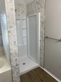 a bathroom with a shower