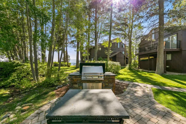 a view of outdoor space with trees all around