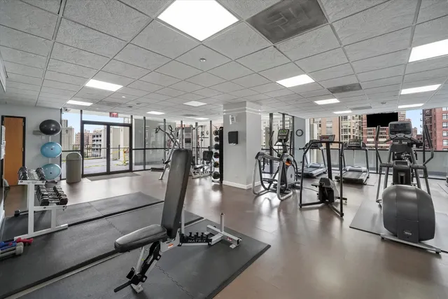 a view of a room with gym equipment