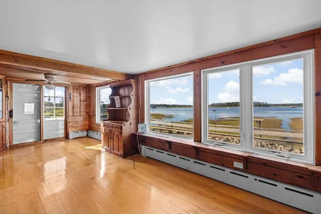 a view of a lake with a city