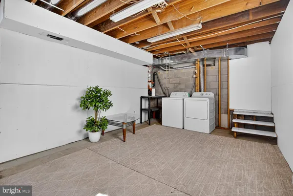 a view of a garage with furniture