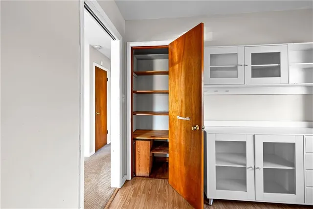 a view of walk in closet with empty racks