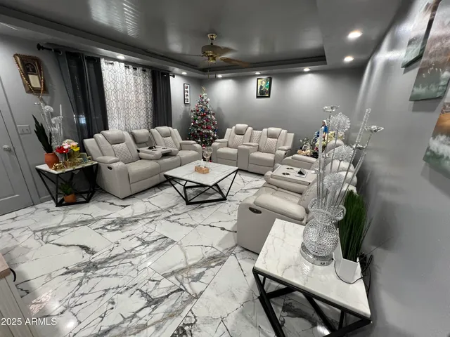 a living room with furniture