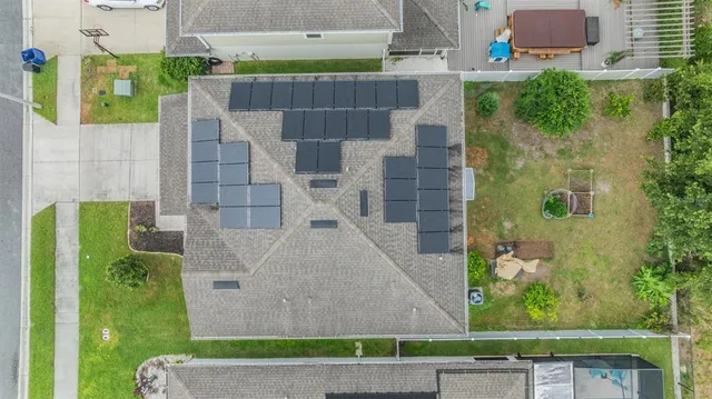 an aerial view of a house