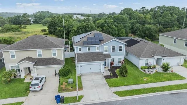 an aerial view of a house