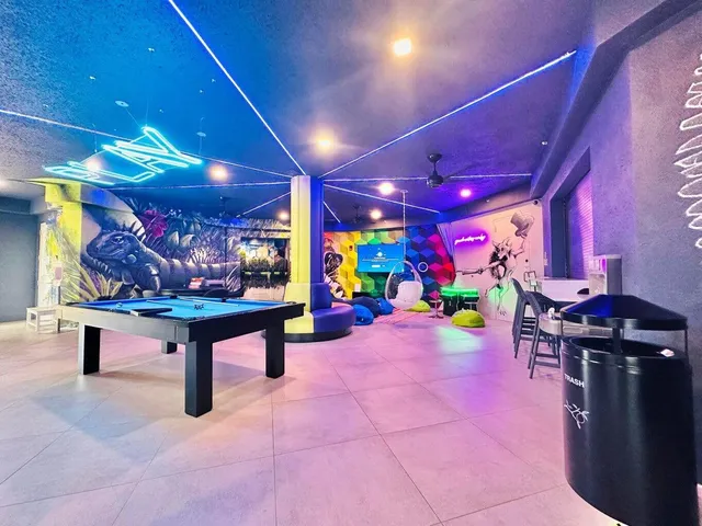 a group of people sitting in a room