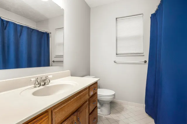 a bathroom with a sink a toilet and vanity