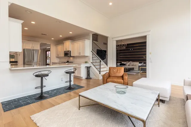 a room with a book shelf