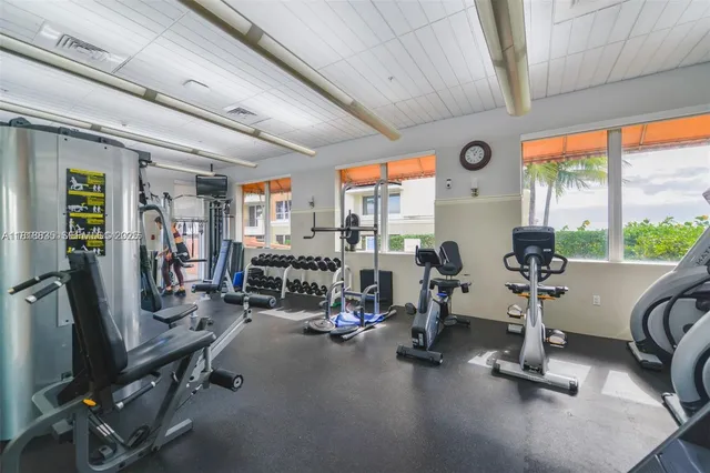 a view of a room with gym equipment