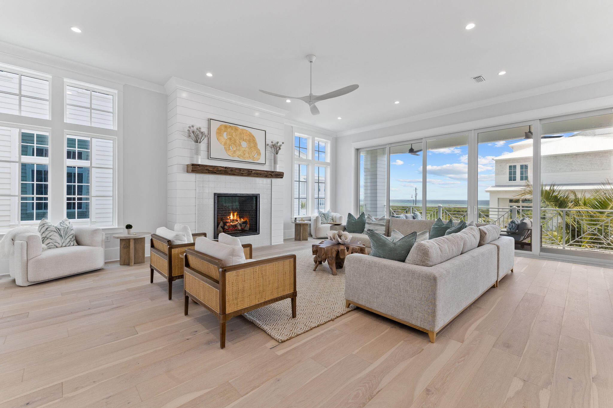 55 Pompano Street Inlet Beach, FL 32461 - Photo 5 of 122 a living room with furniture fireplace and window