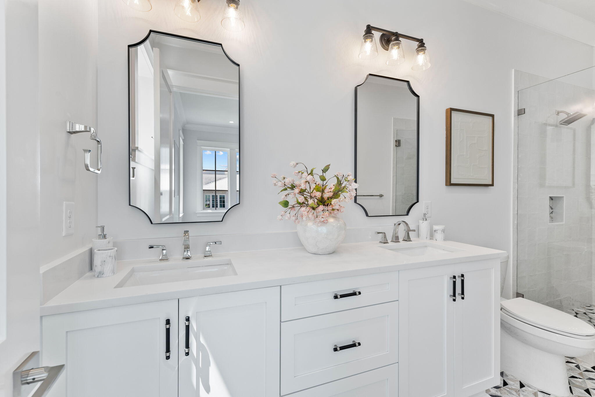 55 Pompano Street Inlet Beach, FL 32461 - Photo 69 of 122 a bathroom with a double vanity sink mirror and toilet