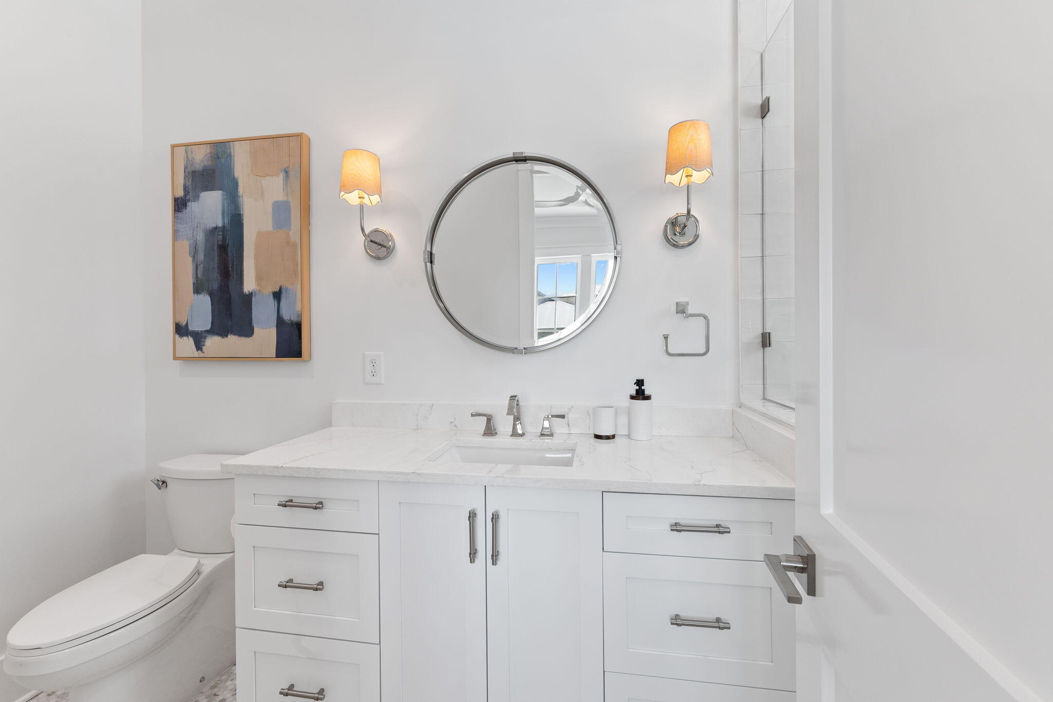 55 Pompano Street Inlet Beach, FL 32461 - Photo 74 of 122 a bathroom with a sink and a mirror