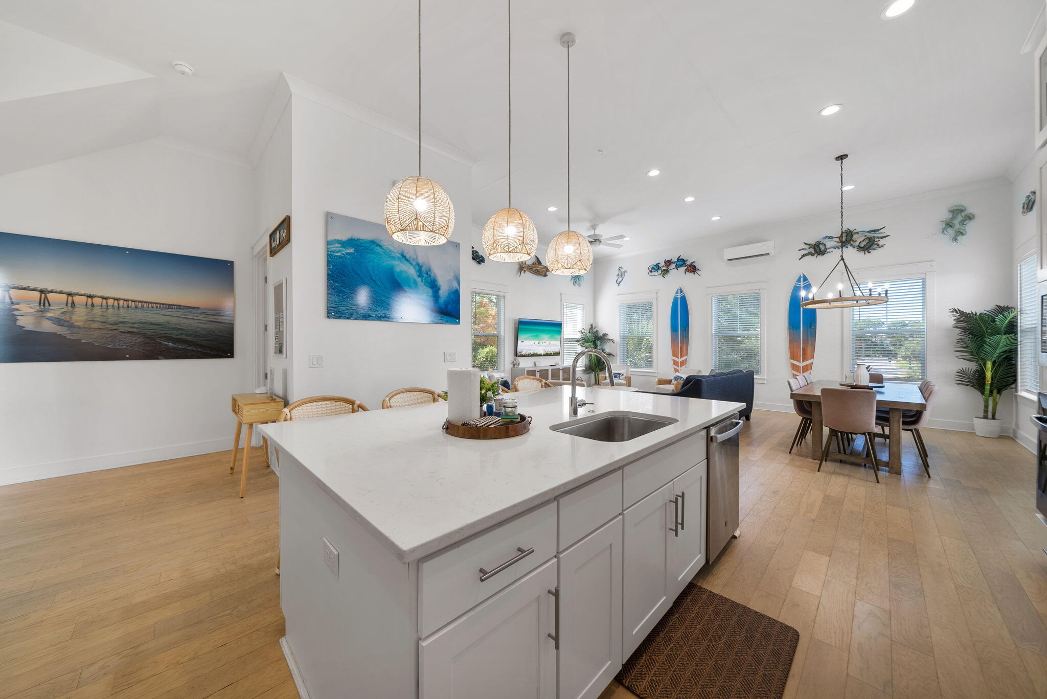 178 Valdare Ln Inlet Beach Inlet Beach, FL 32461 - Photo 51 of 58 a kitchen with a sink and chandelier