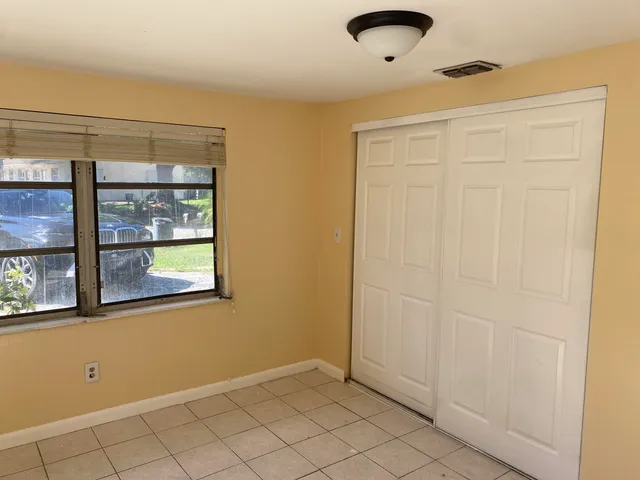 a view of a small space with a window