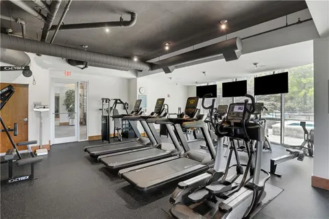 a view of a room with gym equipment
