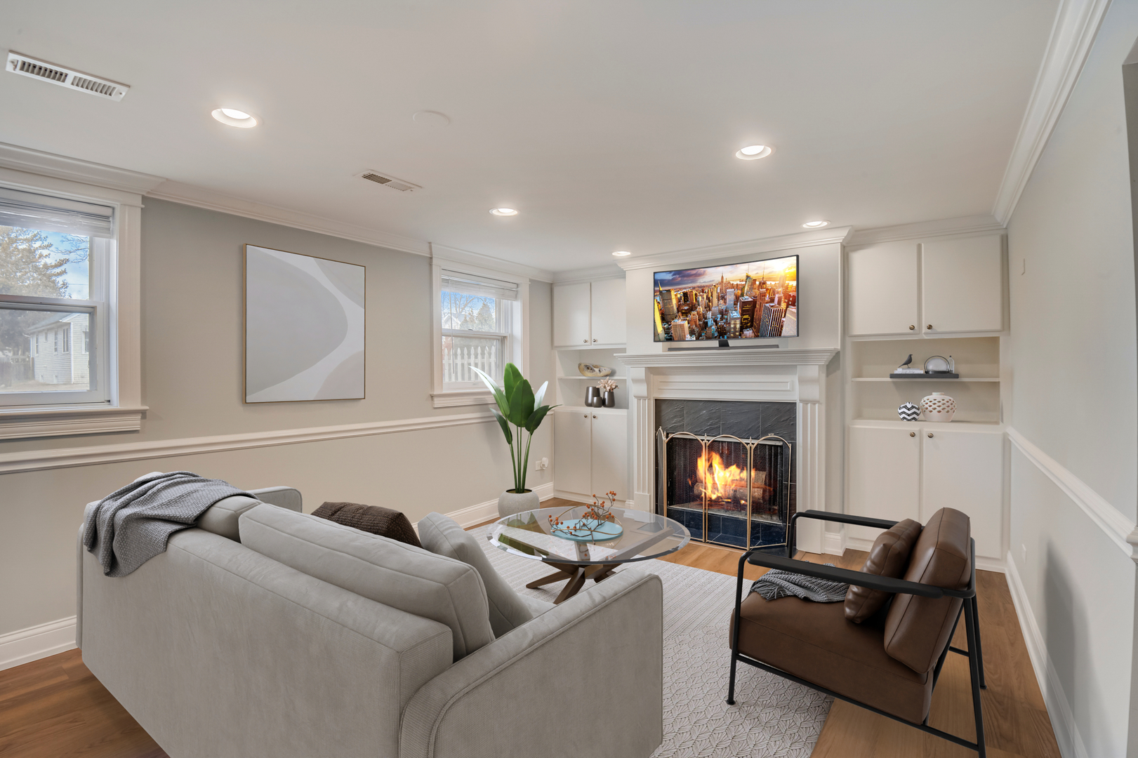 1673 East Algonquin Road Des Plaines, IL 60016 - Photo 12 of 36 a living room with furniture and a fireplace