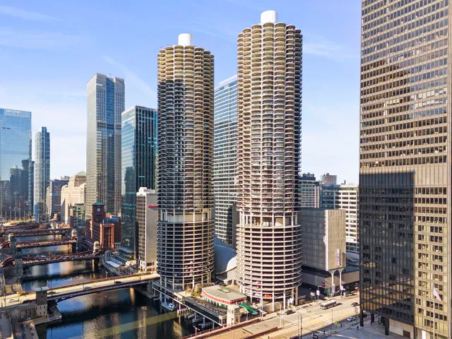 a view of city with tall buildings