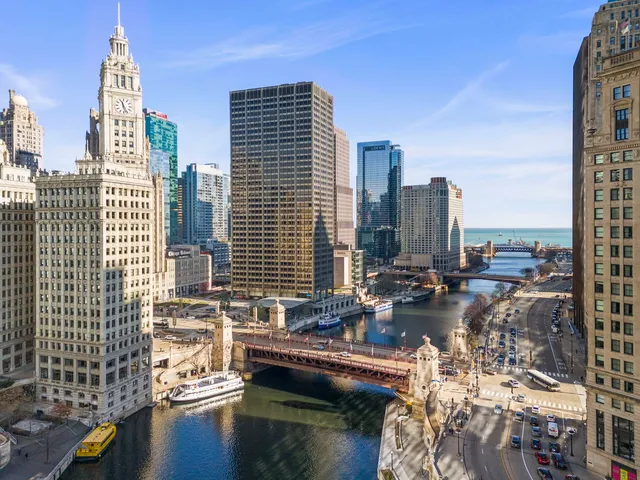 a view of a city with tall buildings