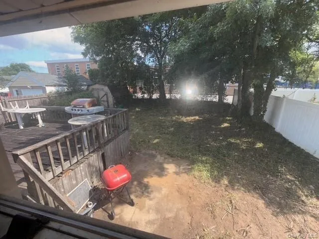 a view of a balcony with an outdoor space