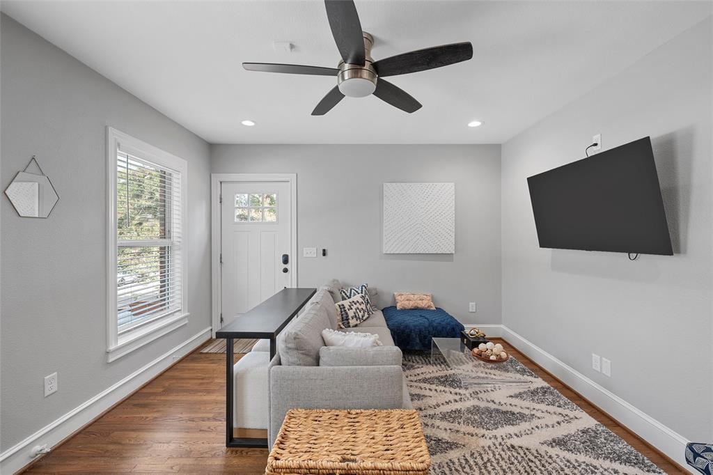 1500 South 10th Street Waco, TX 76706 - Photo 19 of 25 Living area with dark wood-type flooring, recessed lighting, and ceiling fan