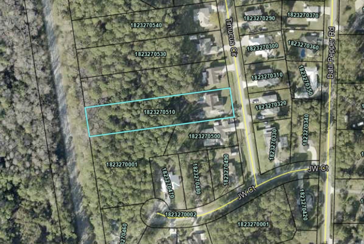 5296 Timucua Circle St. Augustine, FL 32086 - Photo 2 of 65 Map of property location with property parcel outlined