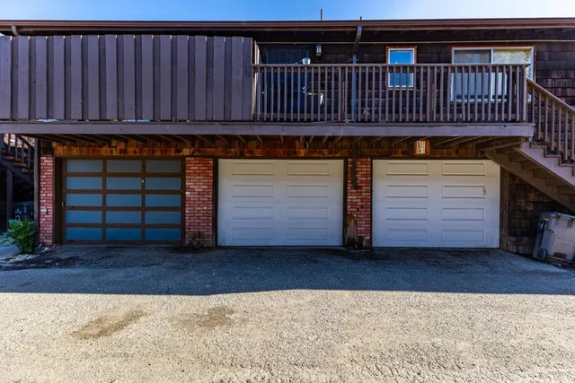 a view of a porch with a small deck