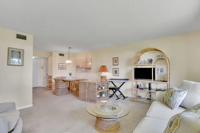 a view of a livingroom with furniture and a potted plant